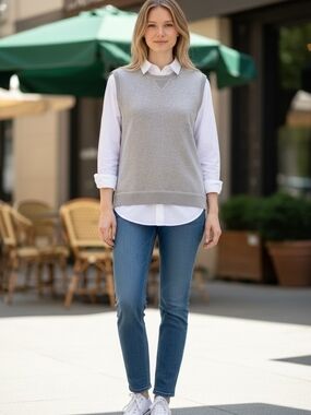 Lauren Ralph Lauren Cotton Sweater Vest | Gray | Size Large
